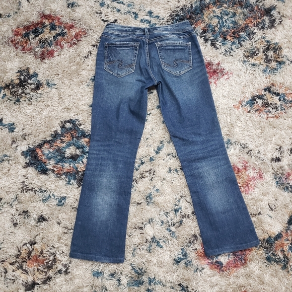 Silver Jeans Suki Slim Boot Bootcut Flare Mid Rise Western Stretchy Dark Short - Picture 6 of 13